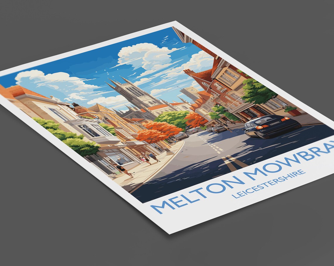 Melton Mowbray Leicestershire Church Tower High Street Travel Poster - Image 2