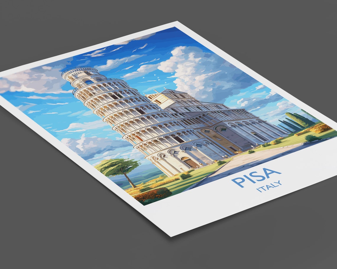 Pisa Italy Leaning Tower Cathedral Square Landmark Art Poster - Image 2
