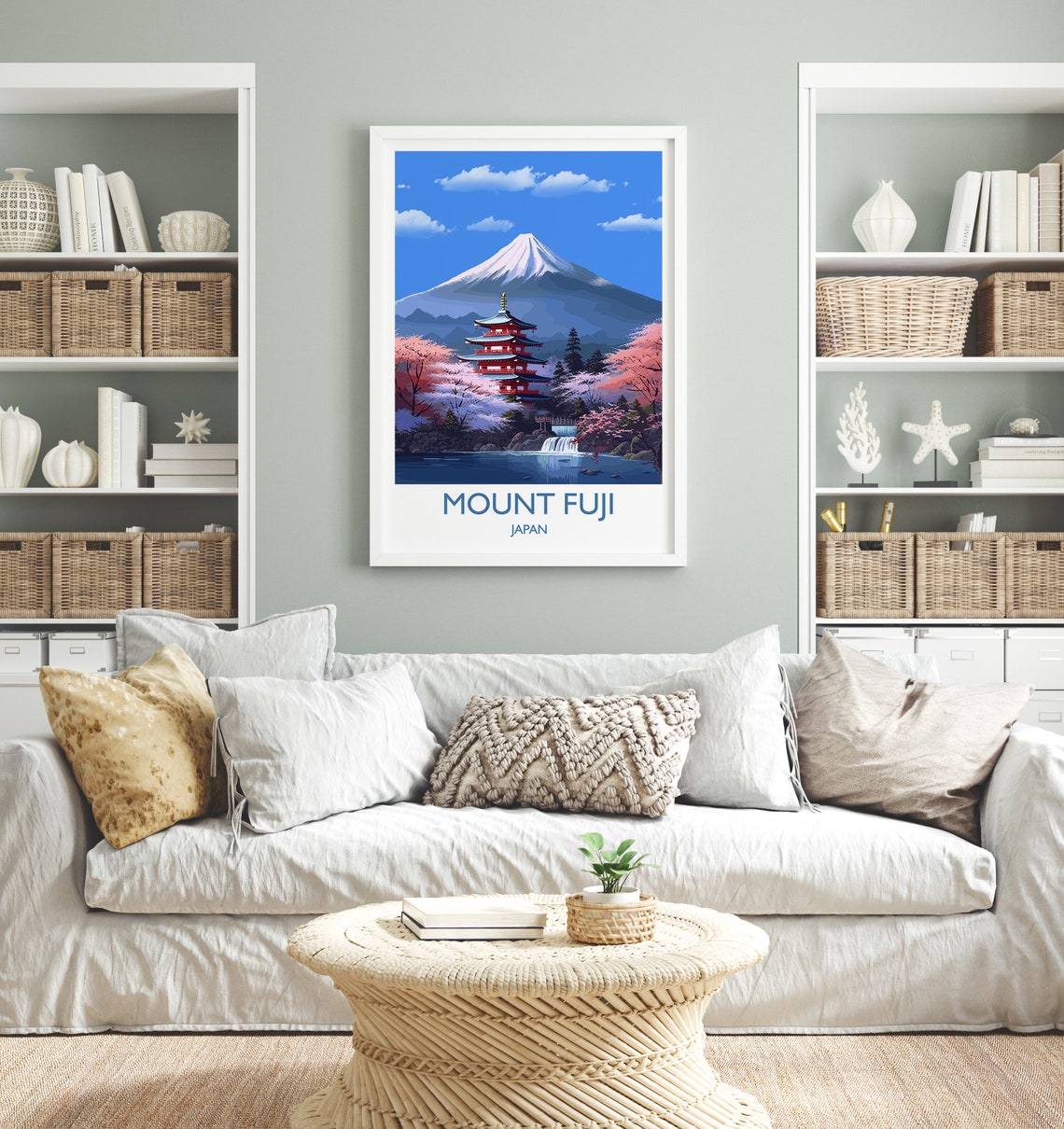 Mount Fuji Japan Red Pagoda Cherry Blossom Spring Travel Poster - Image 4