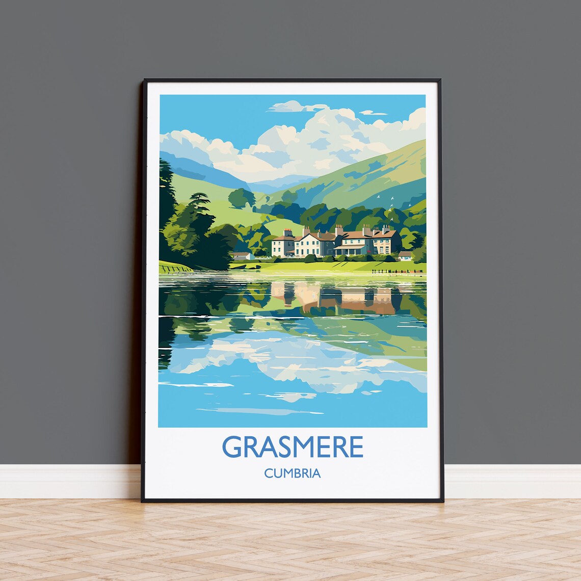 Grasmere Travel Poster, England Cumbria Art Print