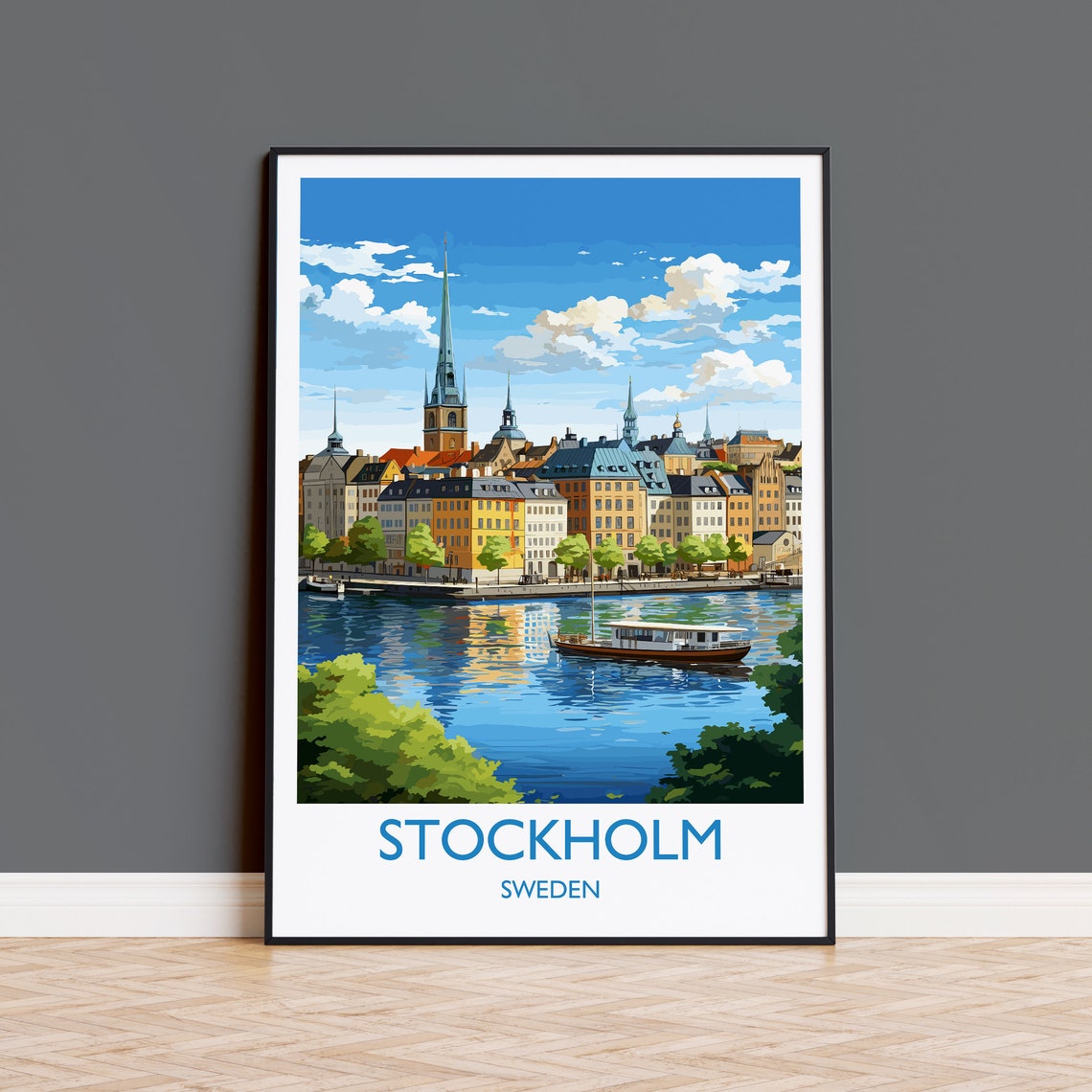 Stockholm Old Town Harbour Sweden Gamla Stan Waterfront Poster