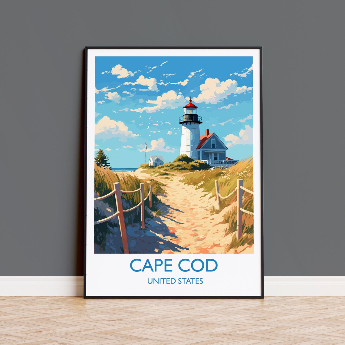 Cape Cod Travel Poster, Massachusetts USA Art Print