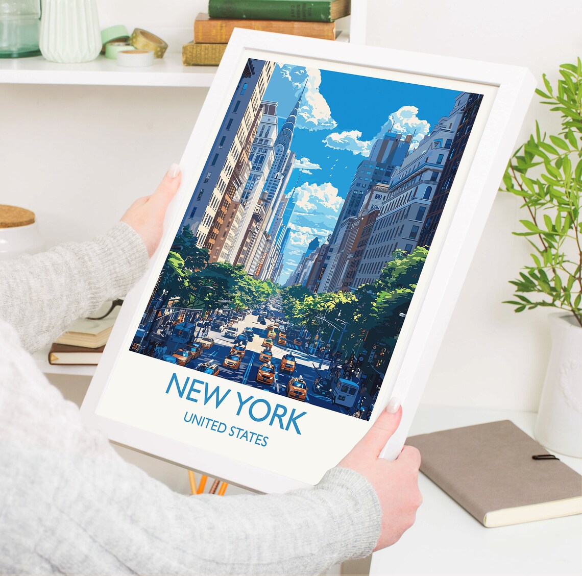 New York United States Chrysler Building Taxi Street Travel Print - Image 3
