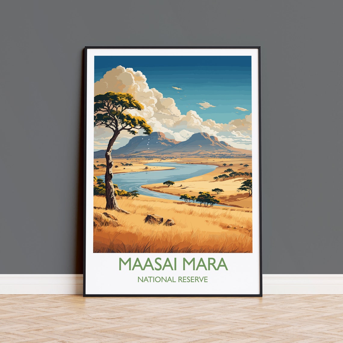 Maasai Mara Travel Poster Wall Art Travel Print Of Maasai Mara Kenya Gift Maasai Mara National Reserve Africa Art Gift
