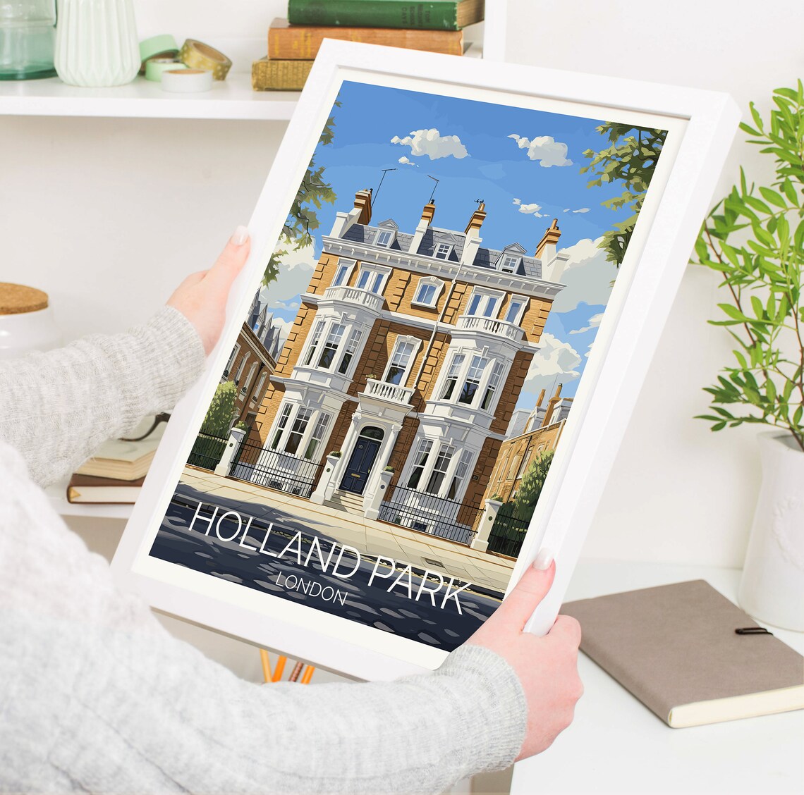 Holland Park London Victorian Townhouse Street Scene Travel Poster - Image 5