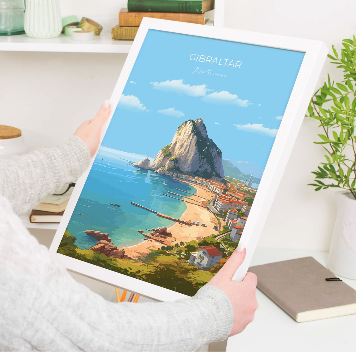 Gibraltar Mediterranean Rock Coast Beach Travel Poster Wall Decor - Image 5