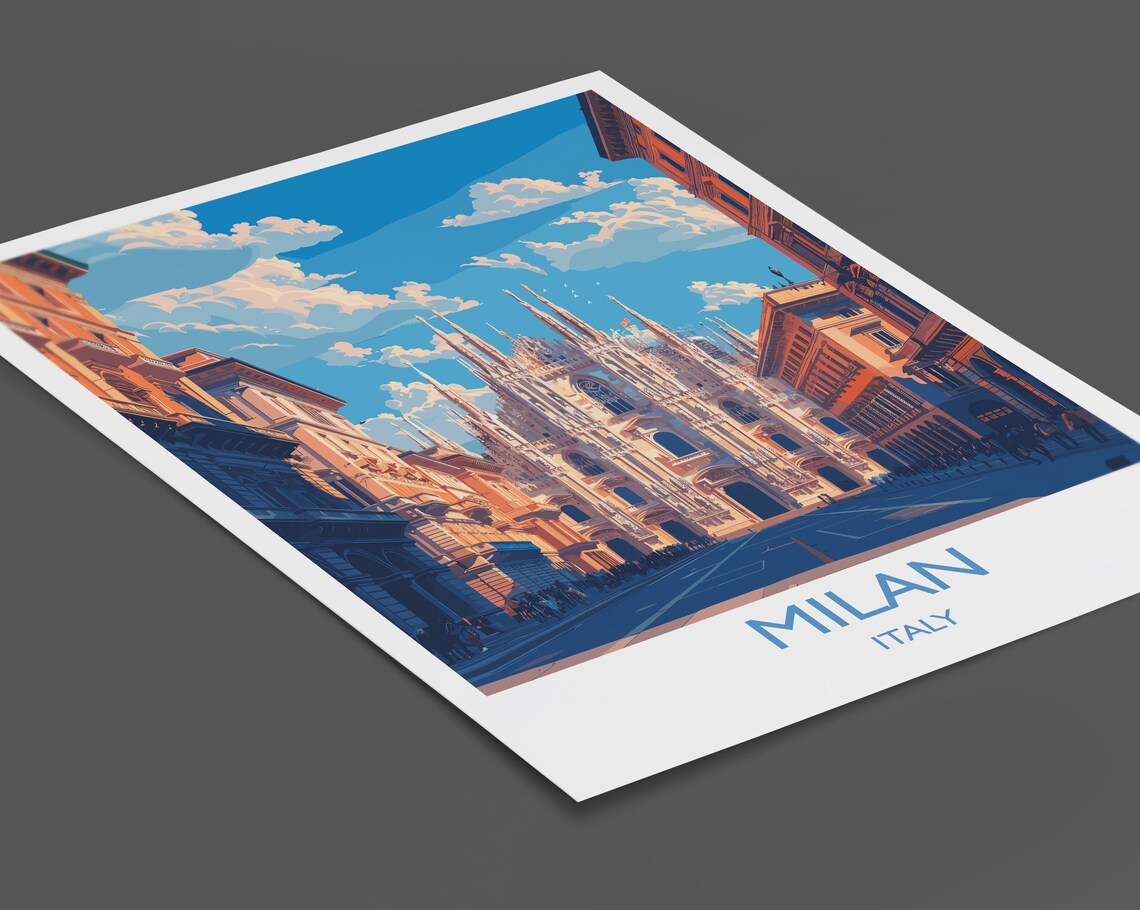Milan Duomo Cathedral Gothic Facade Italy Street Travel Poster - Image 2