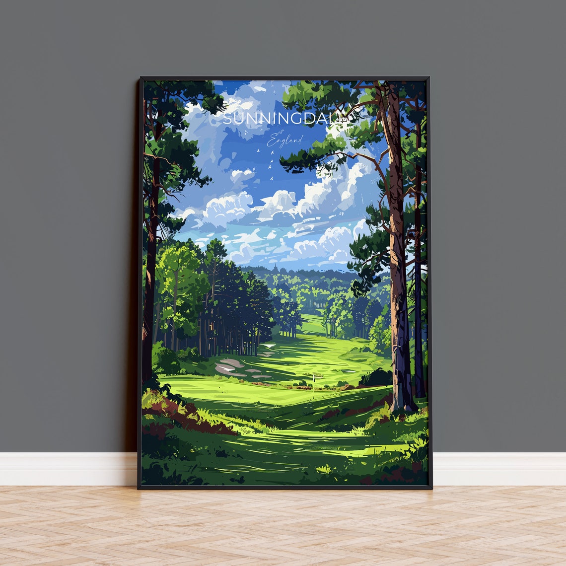 Sunningdale England Golf Course Pine Trees Sunny Fairway Poster