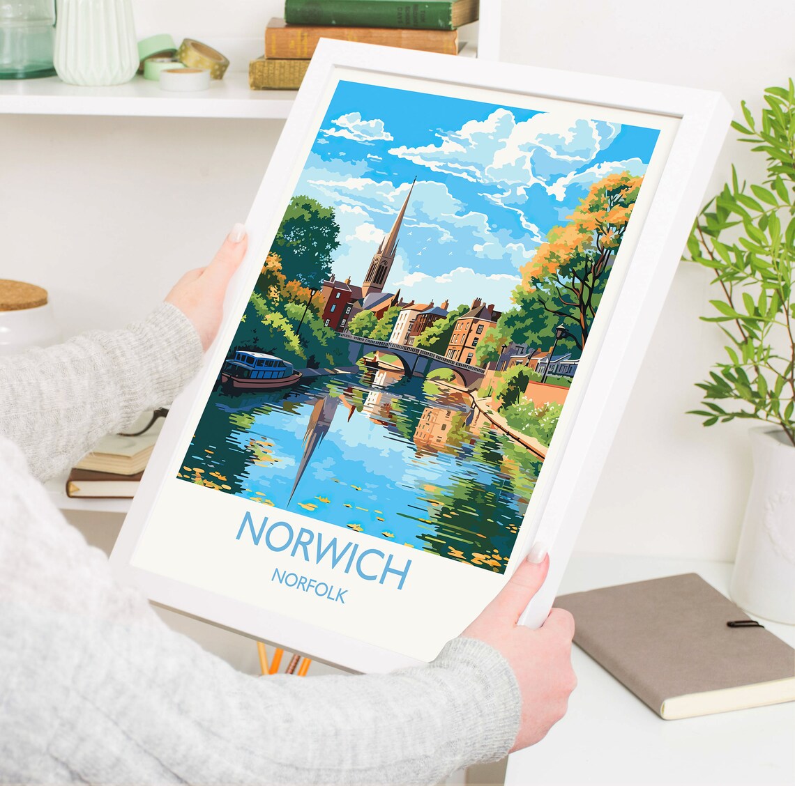 Norwich Travel Poster, Norfolk England Art Print - Image 5