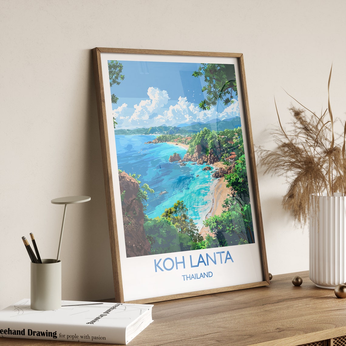 Koh Lanta Travel Print Travel Poster Of Koh Lanta Thailand Koh Lanta Art Lovers Gift Wall Art Print - Image 2