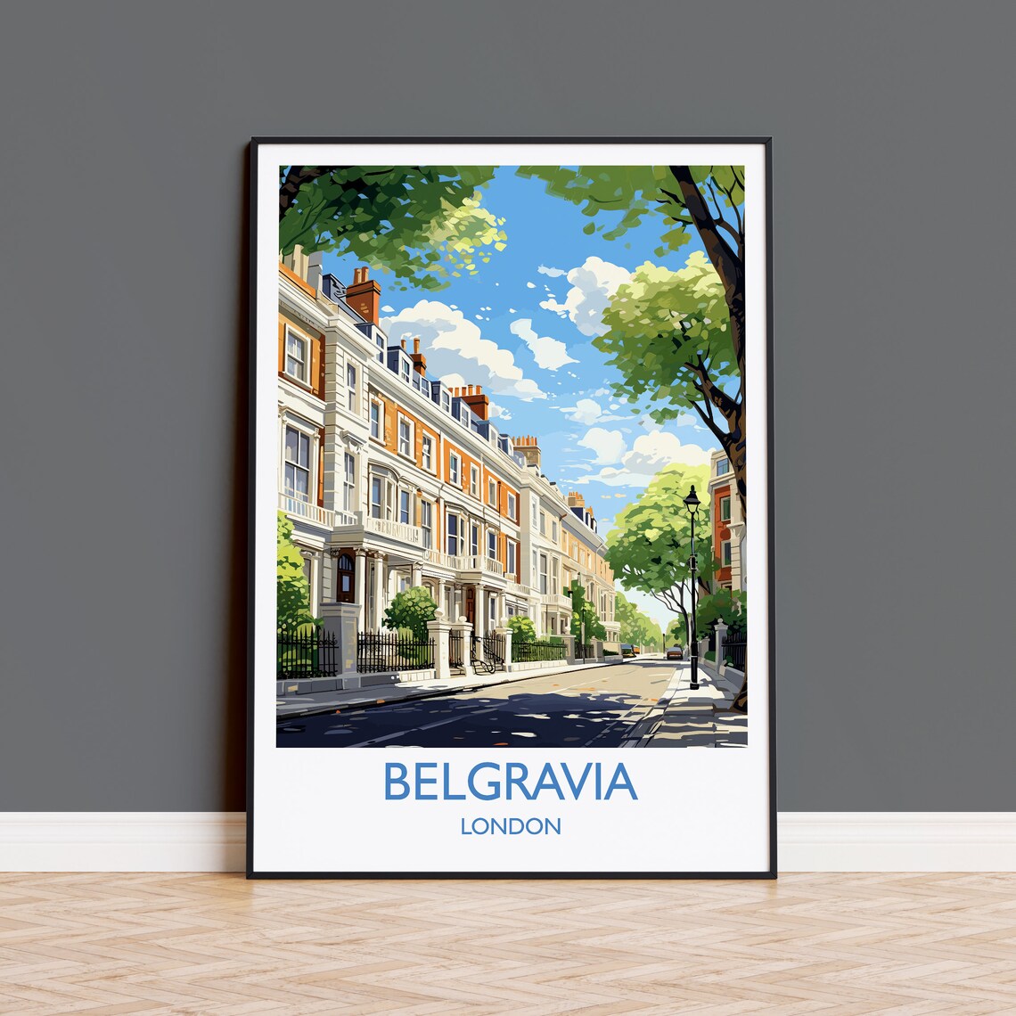 Belgravia London Stucco Terrace Avenue Travel Poster Wall Decor