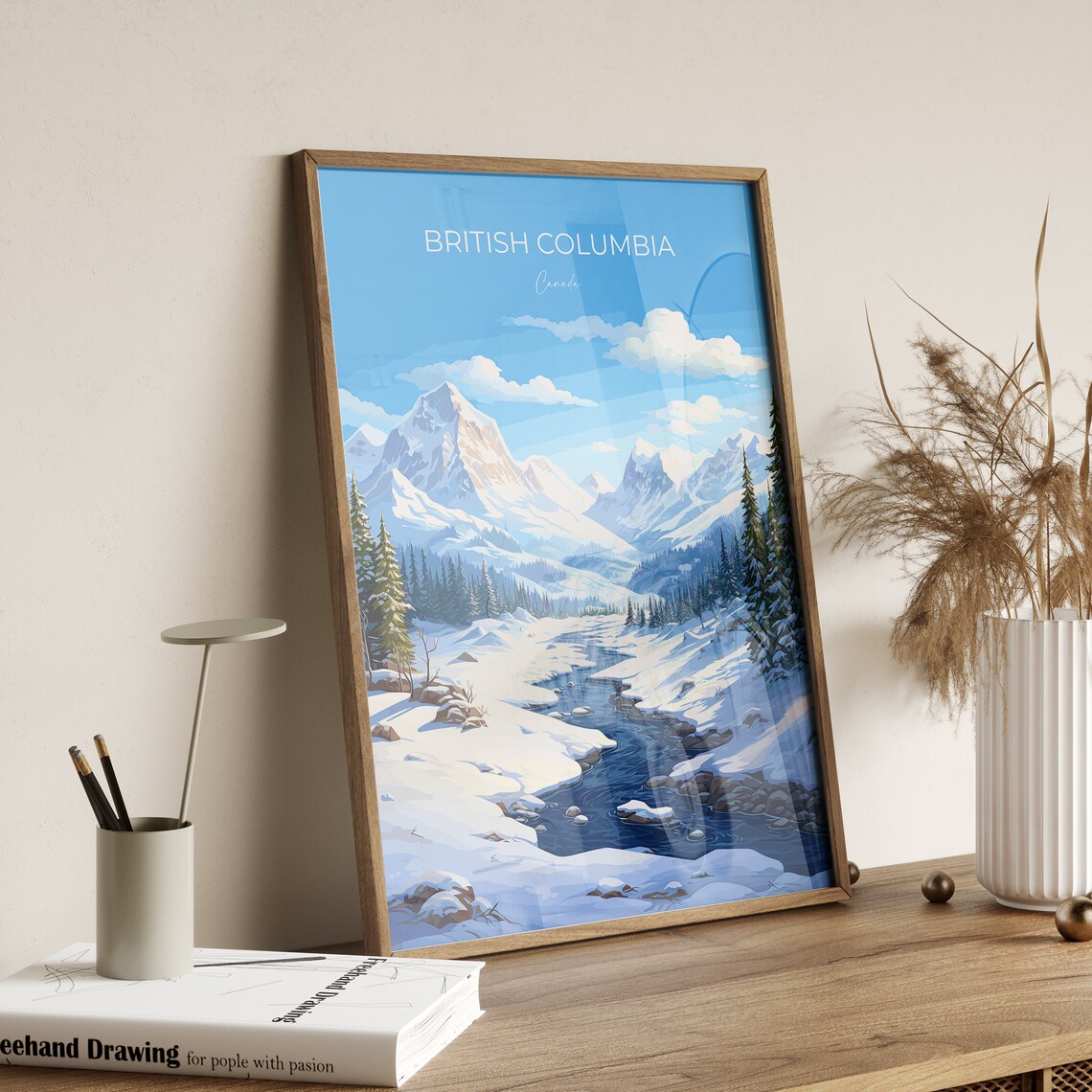 British Columbia Wall Art Travel Print Travel Poster Of British Columbia British Columbia Art Lovers Gift Canada Winter Art Travel Gift - Image 2