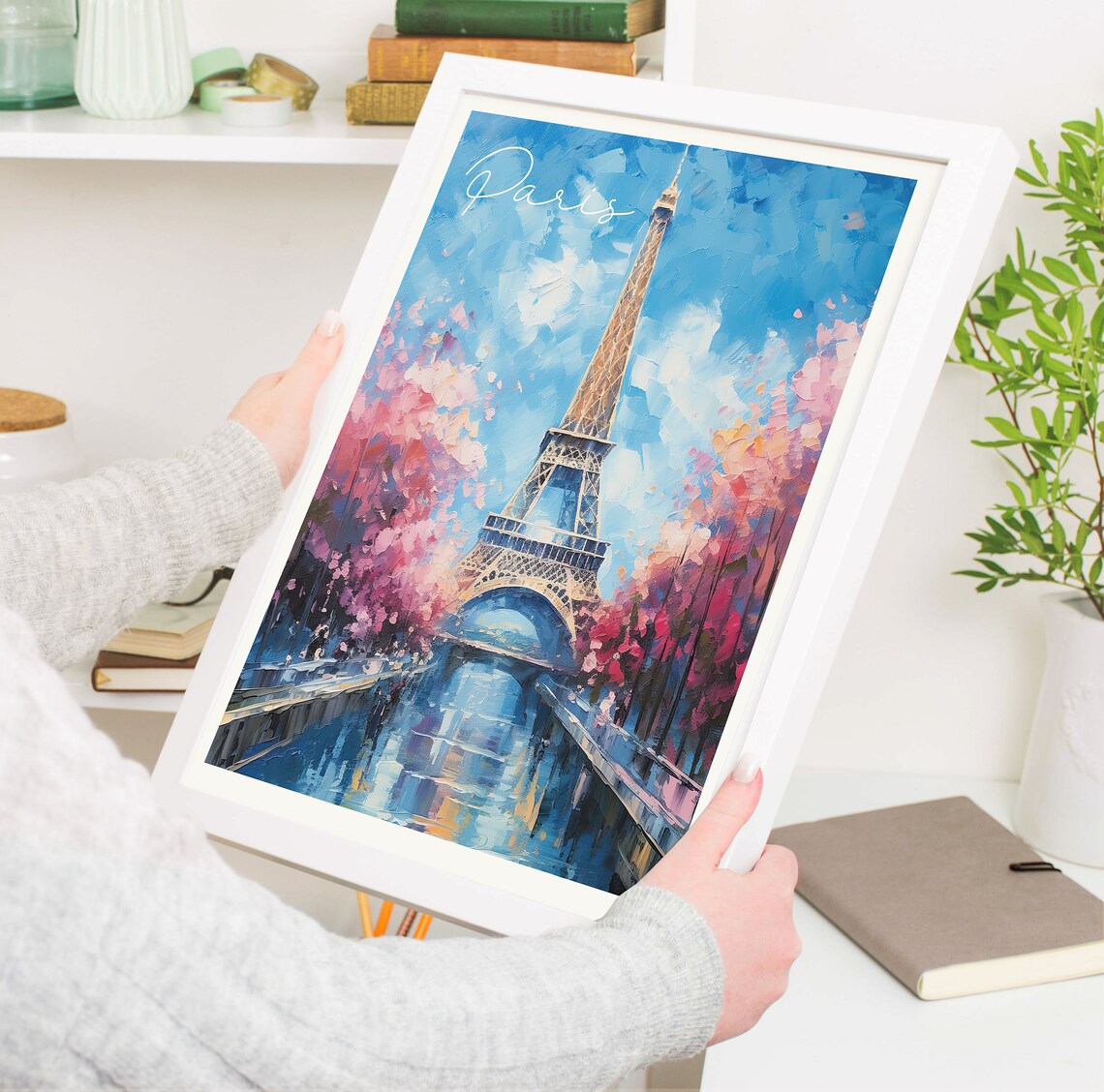 Eiffel Tower Pink Cherry Blossom Spring Paris France Art Poster - Image 5