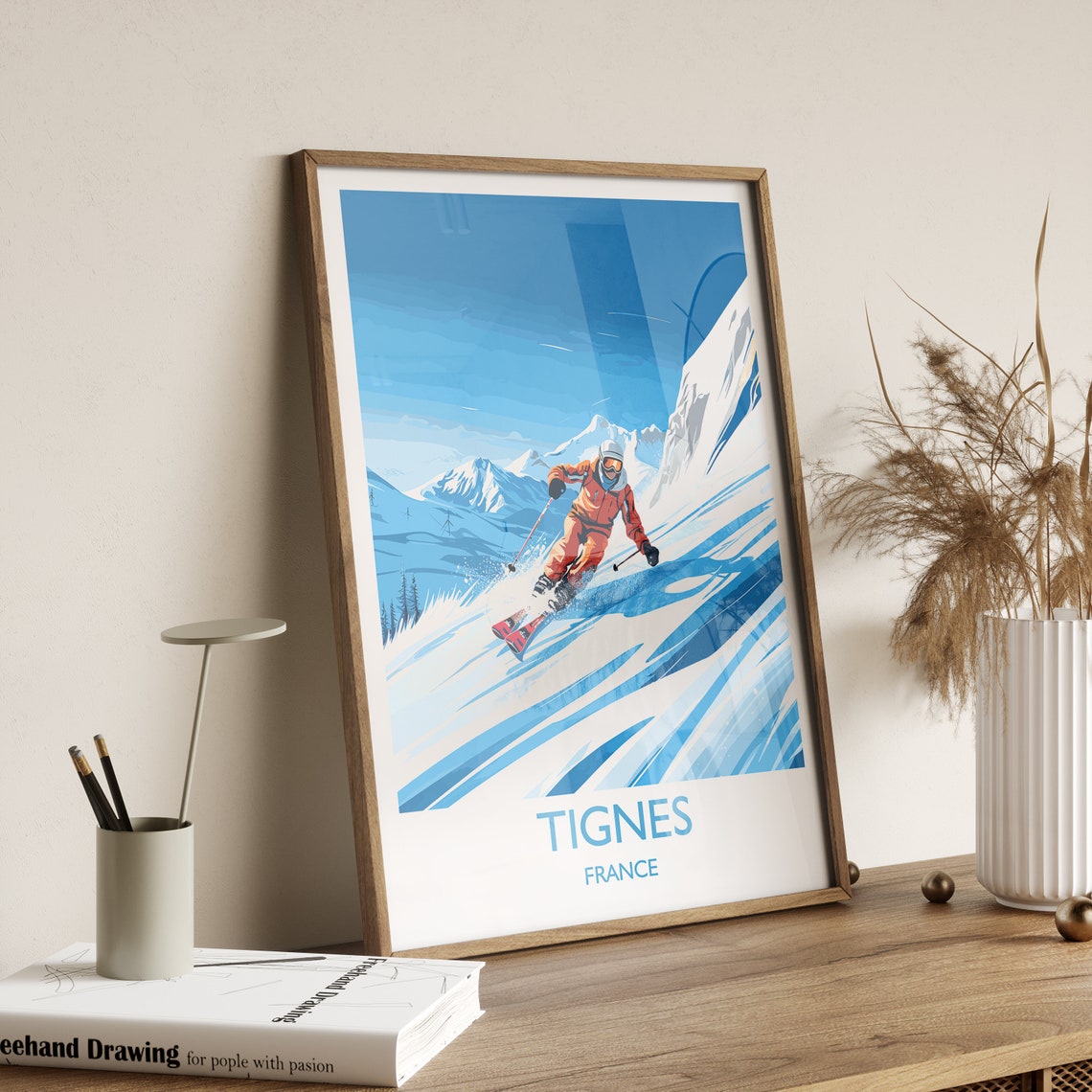 Tignes Wall Art Travel Poster Travel Print Of Tignes Ski Poster Tignes Art Gift France Ski Art Travel Gift - Image 3