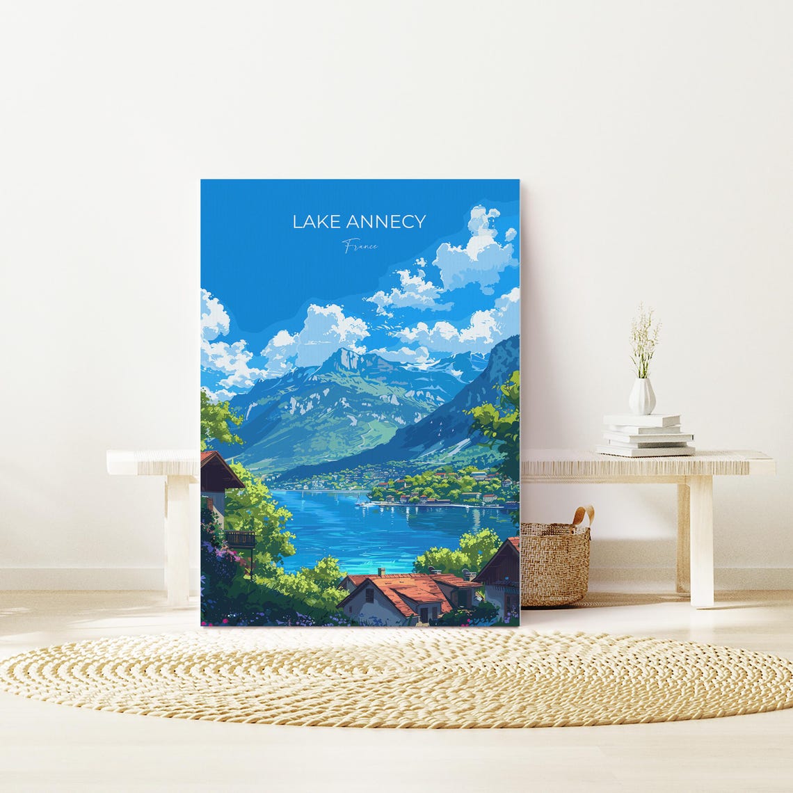 Lake Annecy Travel Print Wall Art Travel Poster Of Lake Annecy Lake Annecy Art Lovers Gift France French Lakes Art Gift - Image 2