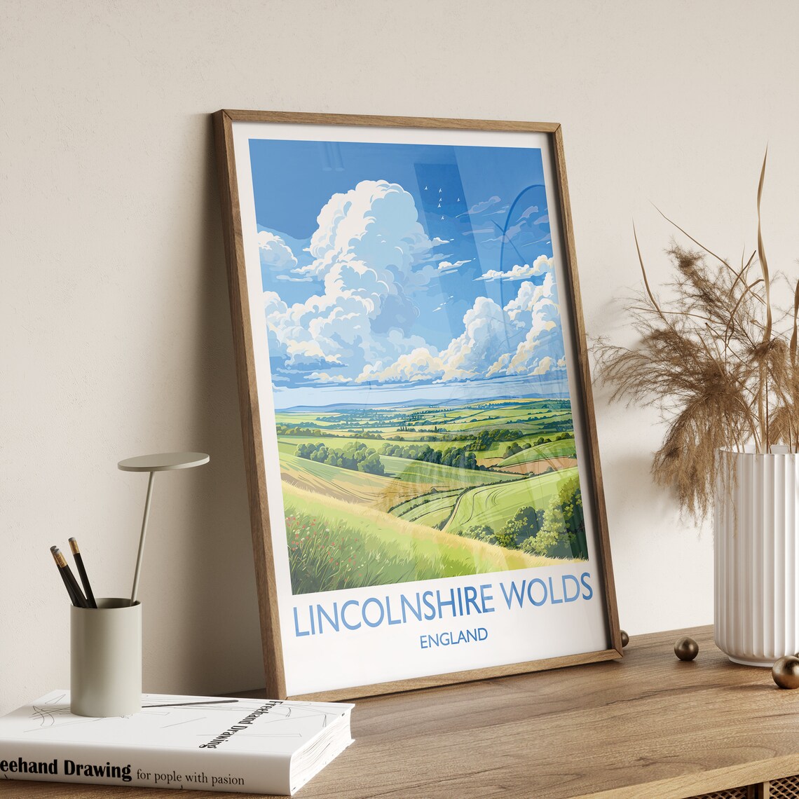 Lincolnshire Wolds England Golden Hills Farmland Travel Poster - Image 2