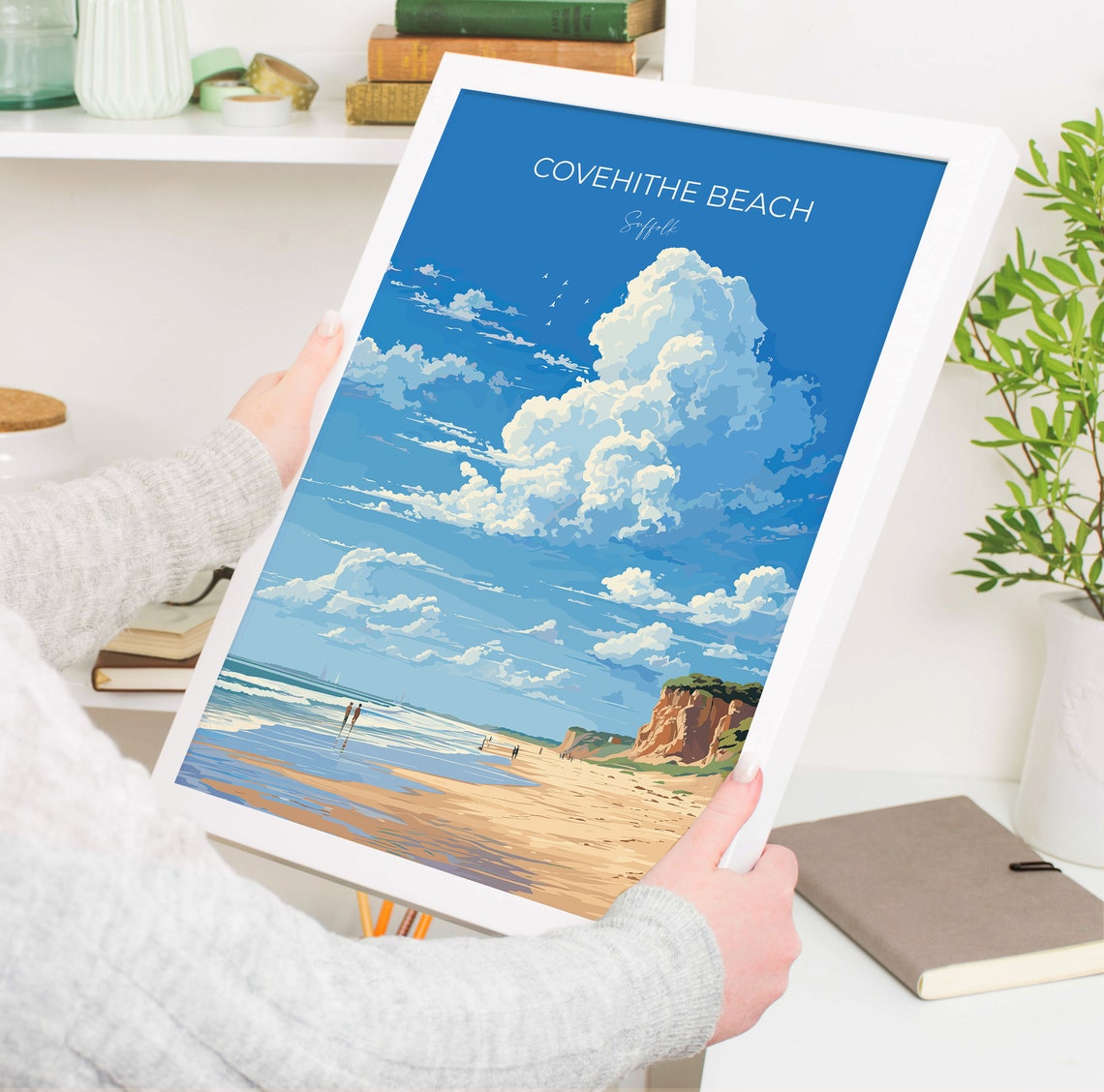 Covehithe Beach Suffolk Dramatic Clouds Sandy Shore Travel Poster - Image 3