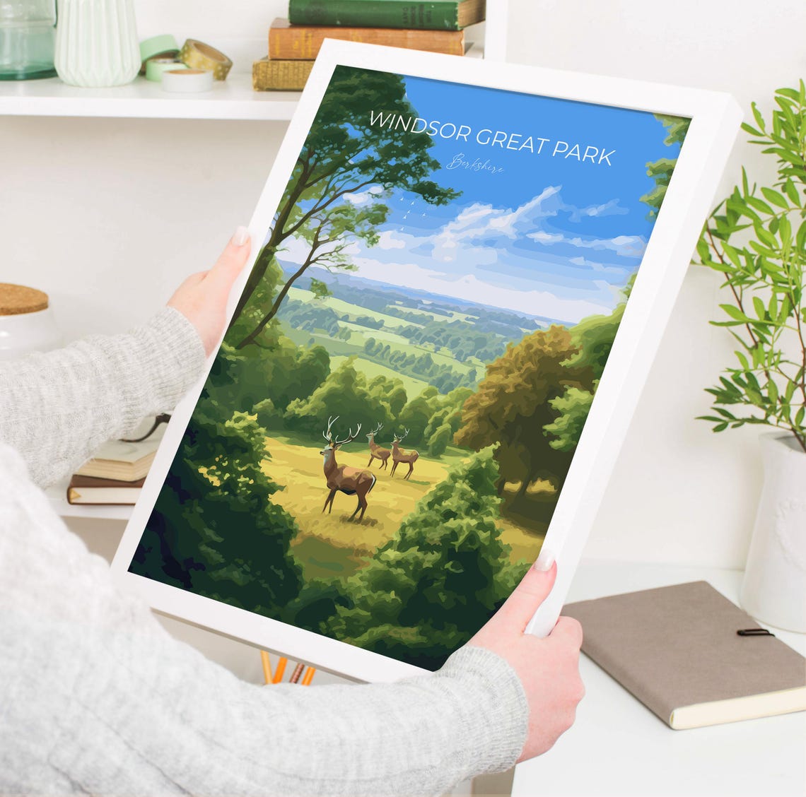 Windsor Great Park Berkshire Red Deer Herd Modern Travel Poster - Image 3