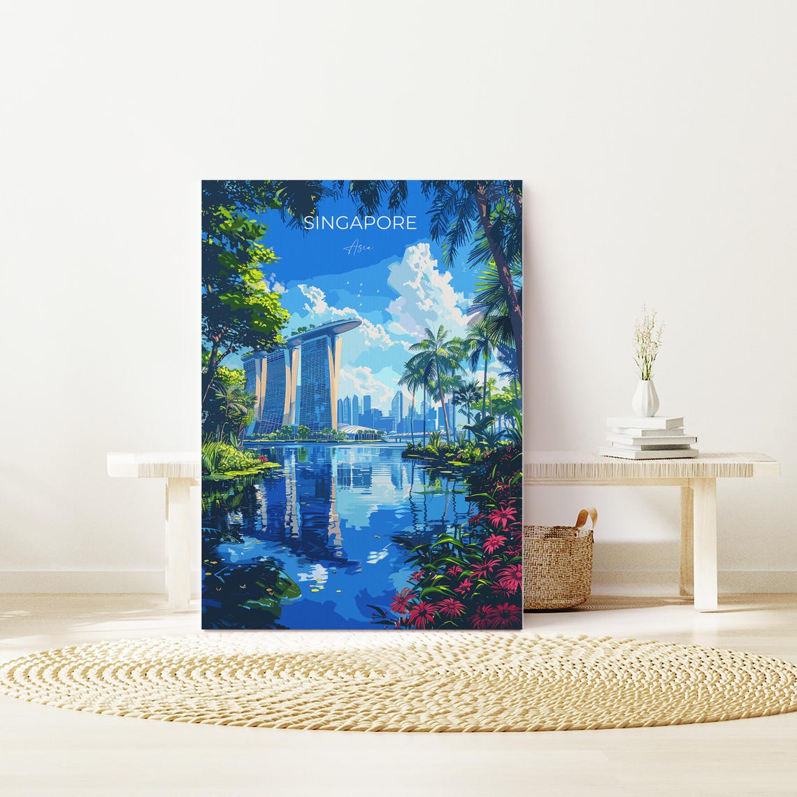 Singapore Travel Poster Travel Print Of Singapore Singapore Wall Art Lovers Gift Singapore Art - Image 2