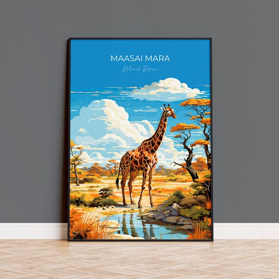 Maasai Mara Travel Poster Wall Art Travel Print Of Maasai Mara Kenya Gift Maasai Mara National Reserve Africa Art Gift