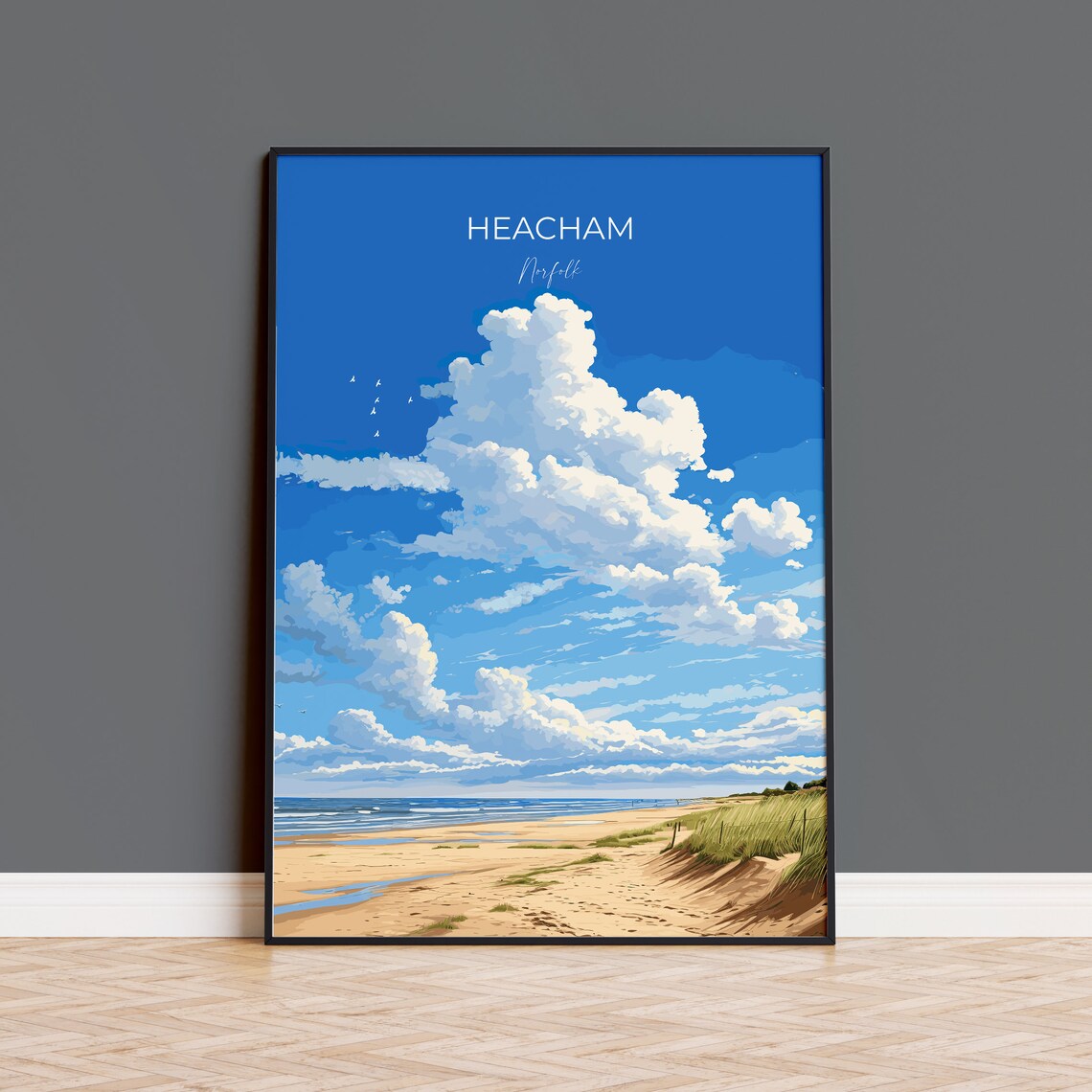 Heacham Norfolk Sandy Beach Dunes Seascape View Travel Poster