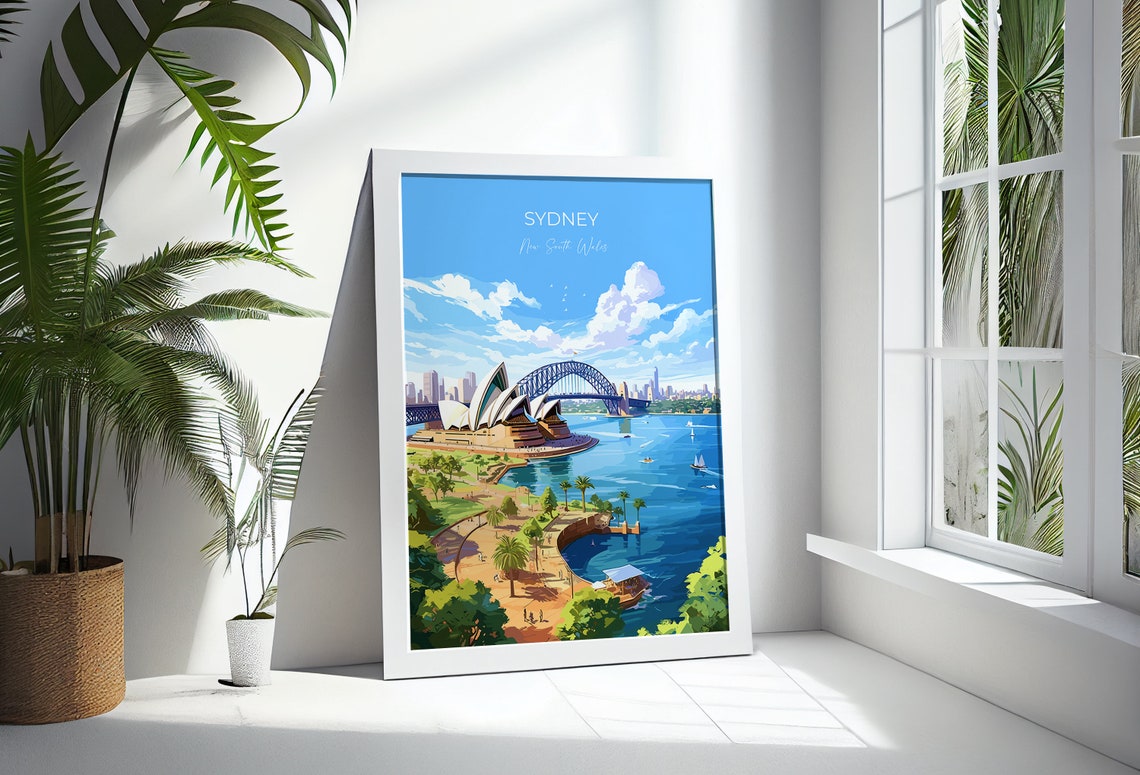 Sydney Travel Poster Wall Art Travel Print Of Sydney New South Wales Art Australia Art Lovers Gift Sydney Travel Art Gift - Image 3