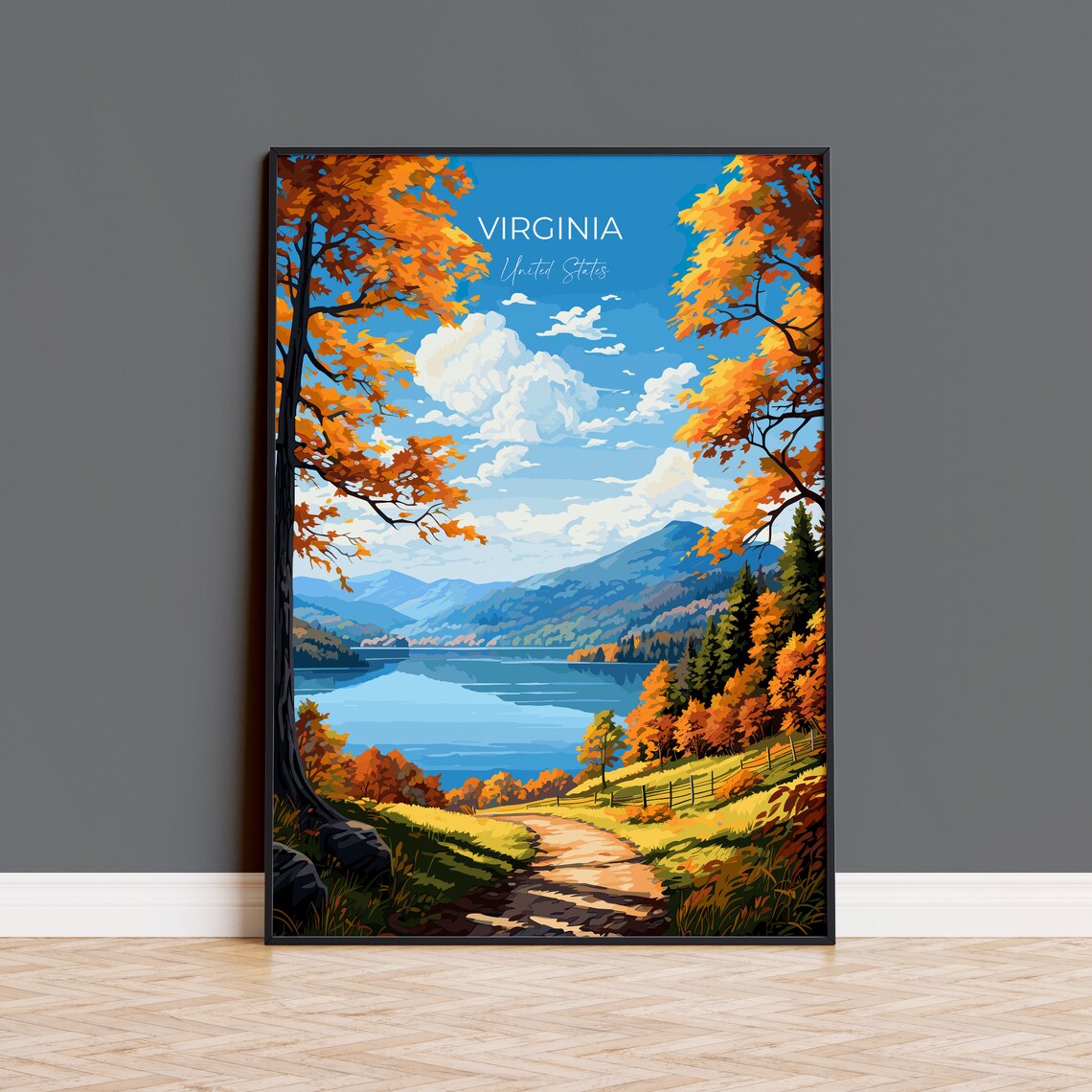 Virginia Autumn Travel Poster Art Print, USA Gift