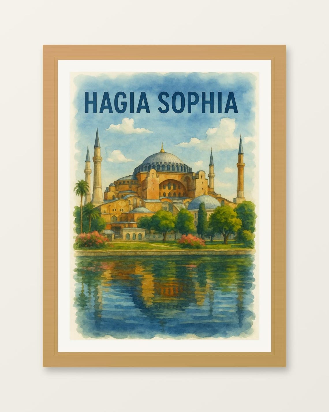Hagia Sophia Istanbul Watercolor Historic Landmark Travel Art Poster