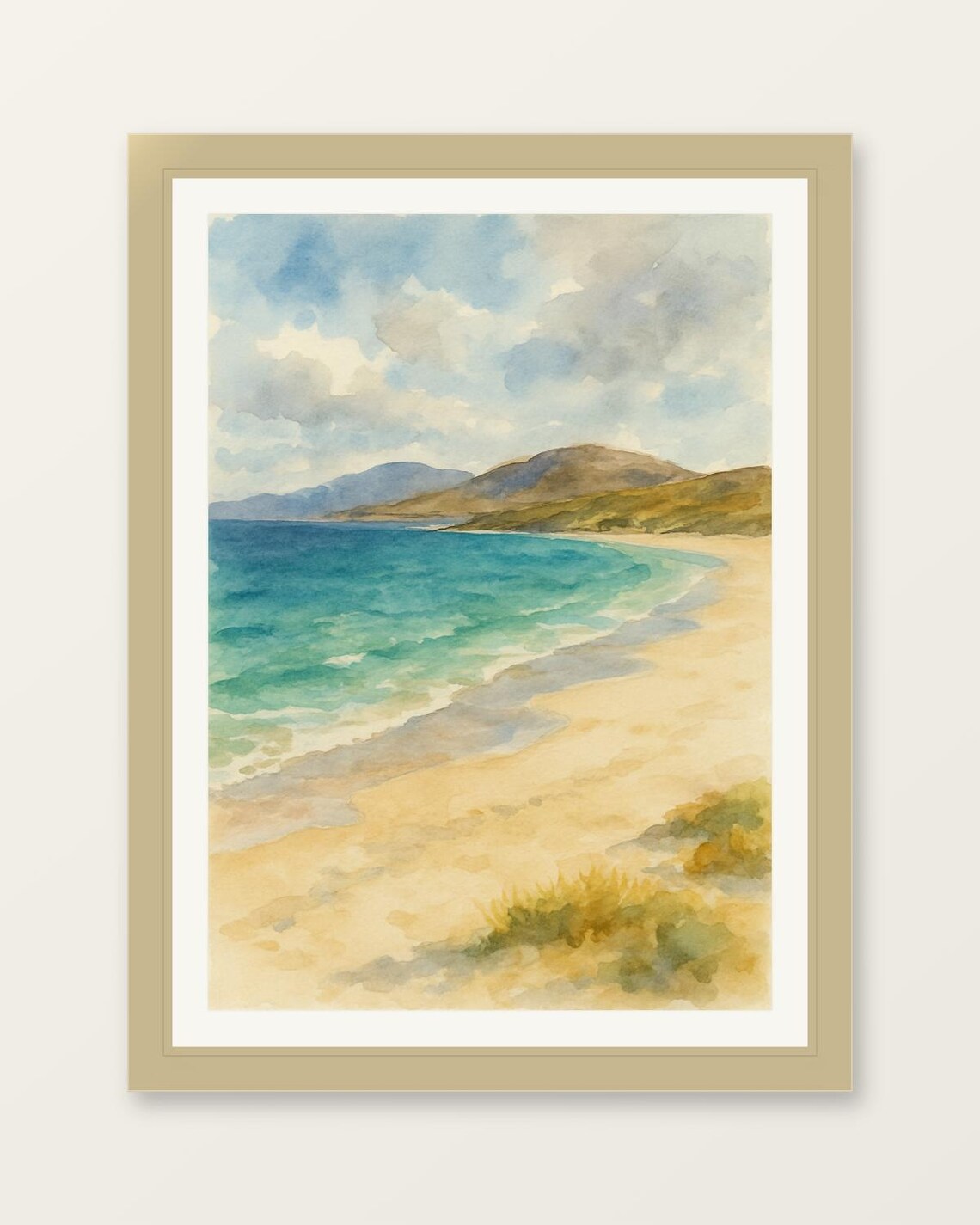 Isle Of Harris Scotland Beach Watercolor Coastal Travel Poster