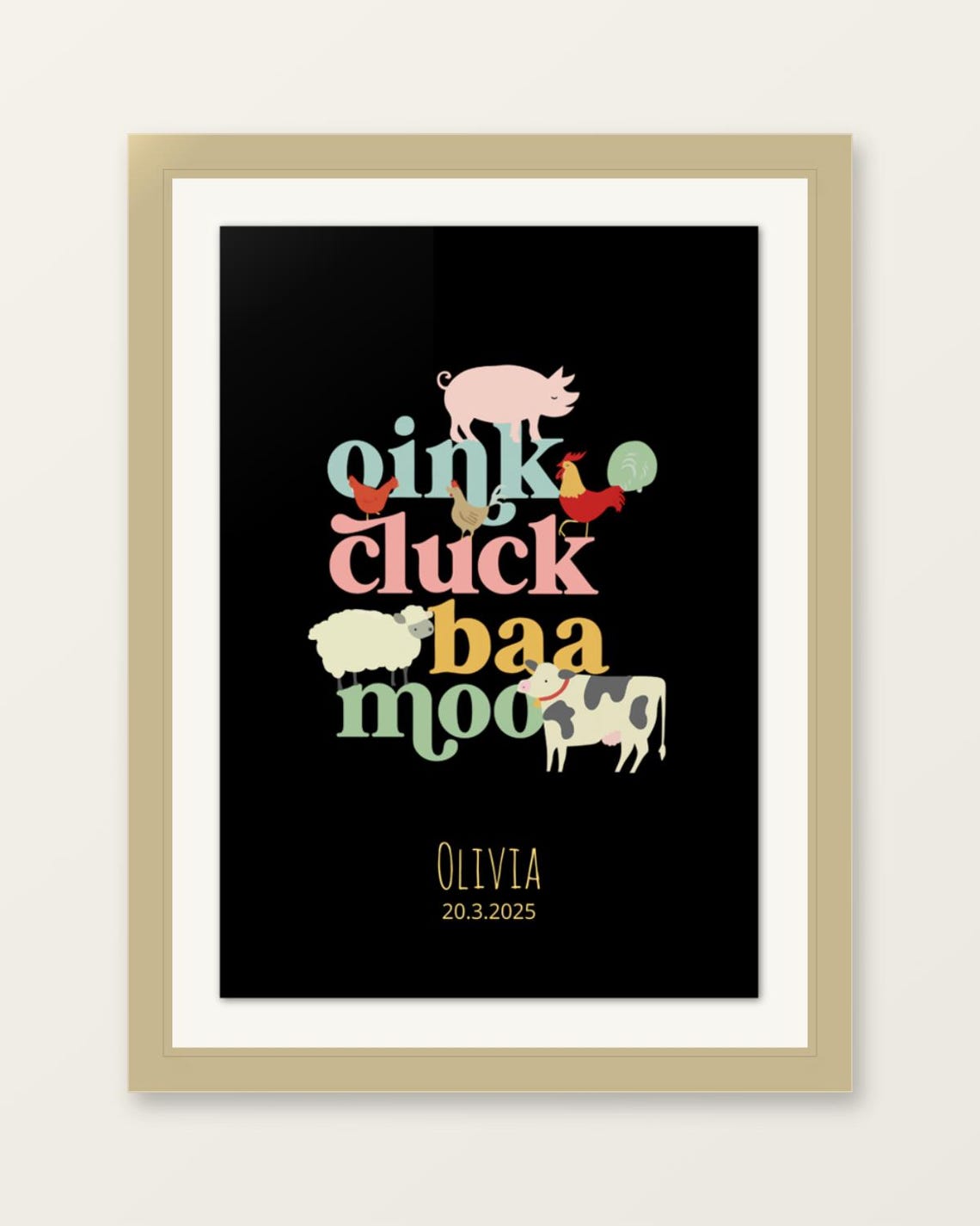 Personalized Farm Animal Nursery Print Oink Cluck Baa Moo