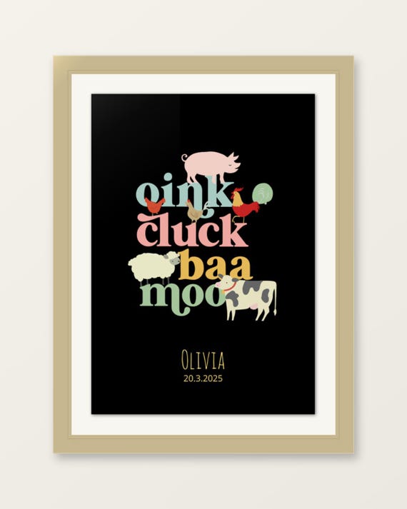 Personalized Farm Animal Nursery Print Oink Cluck Baa Moo