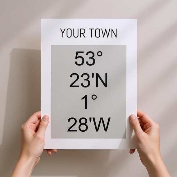Personalized Location Coordinates Map Print Minimalist Wall Art