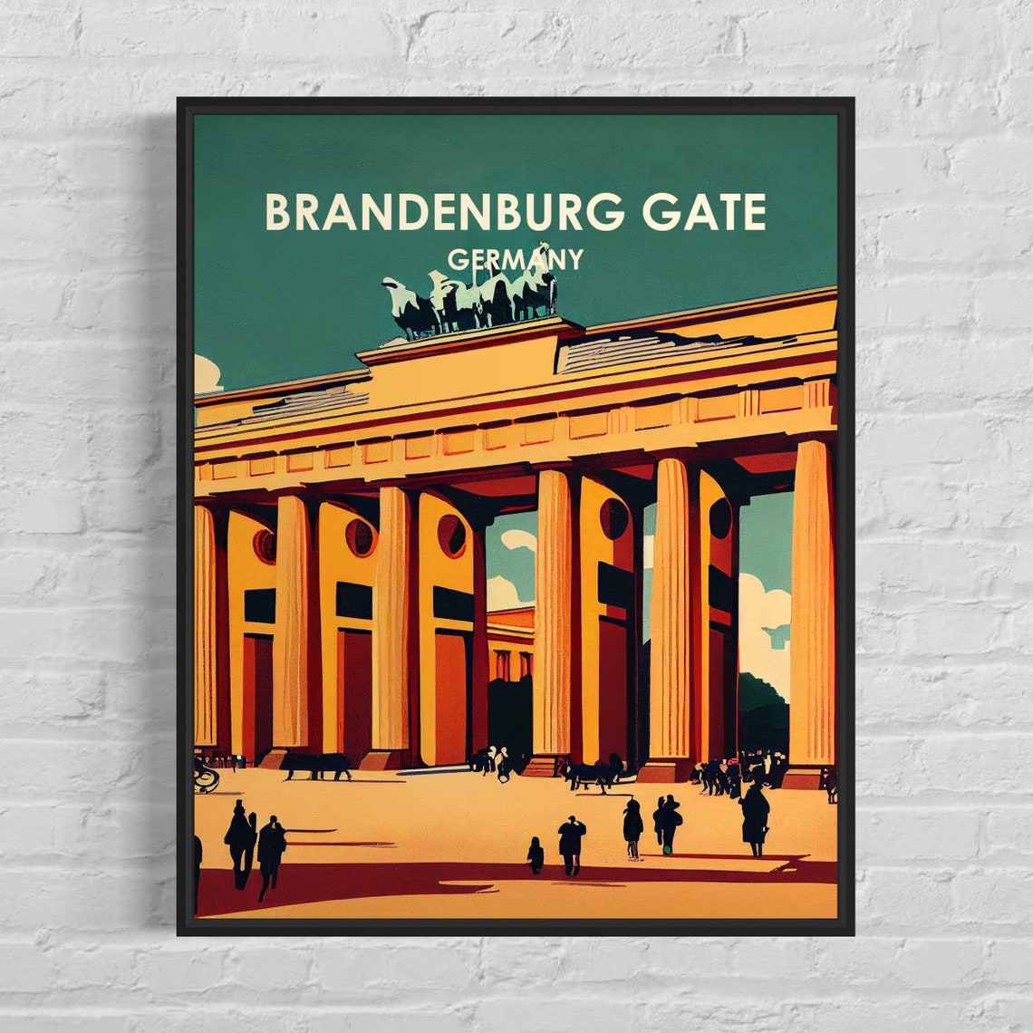 Brandenburg Gate Berlin Germany Retro Quadriga Landmark Travel Poster