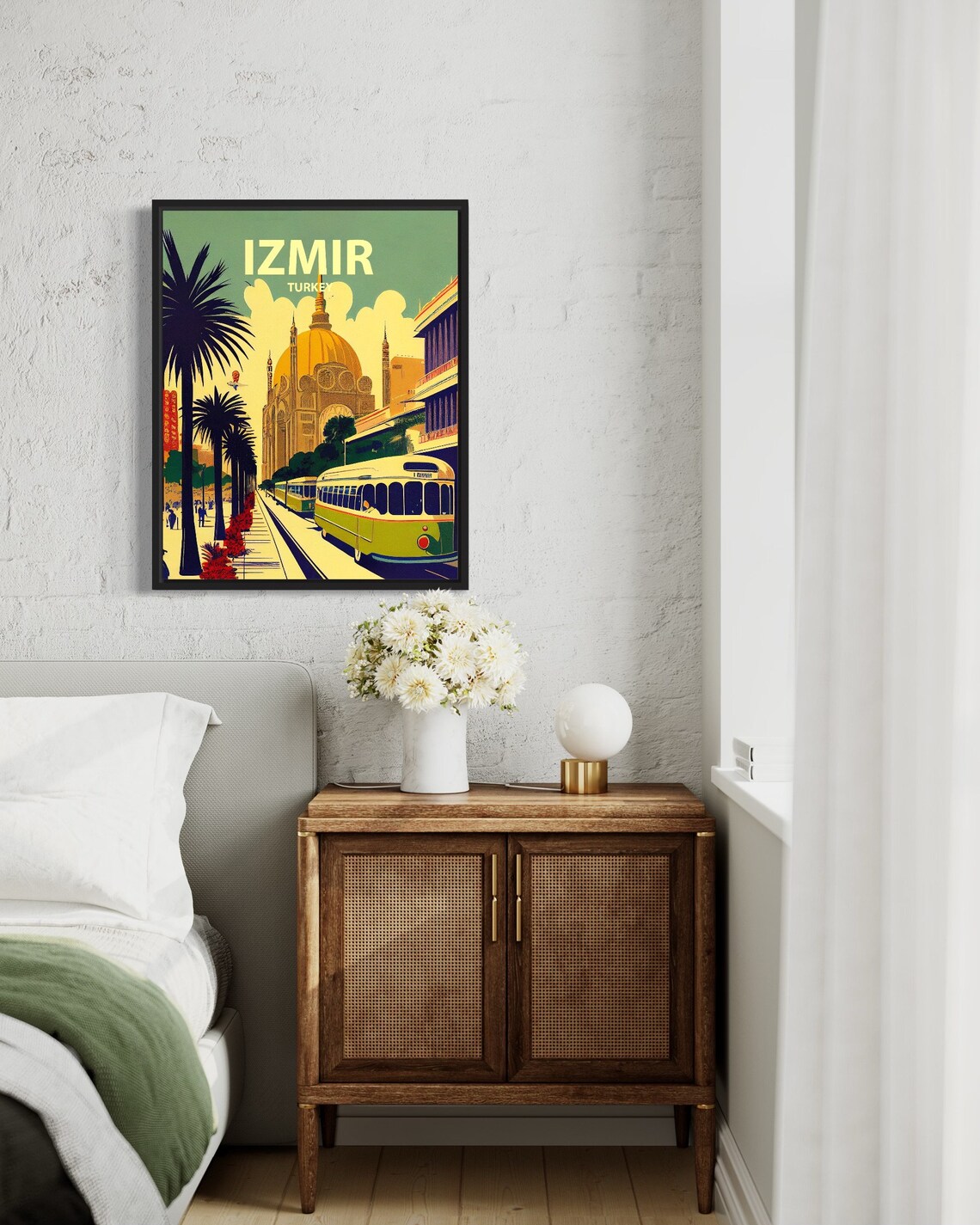Izmir Turkey Historic Tram Street Retro Cityscape Travel Poster - Image 2