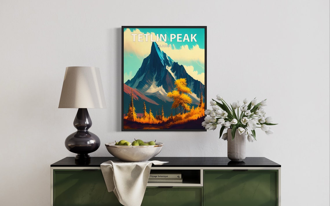 Tetlin Peak Alaska Jagged Summit Autumn Golden Forest Poster - Image 3