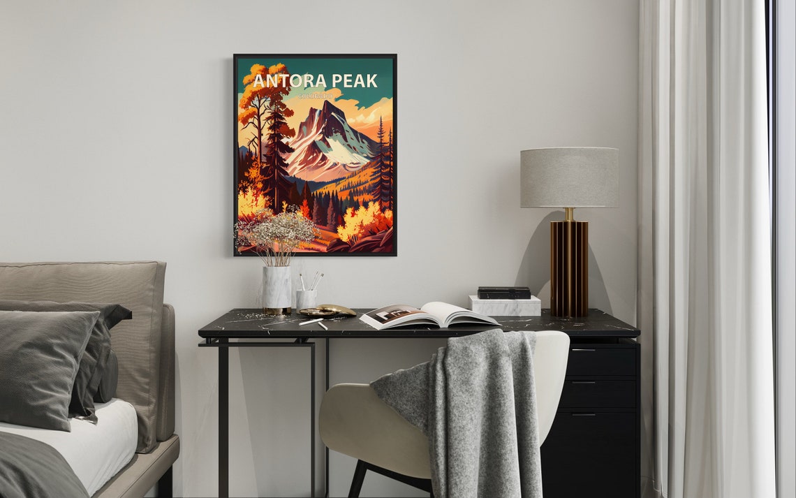 Antora Peak Colorado Teal Sunset Snowy Summit Travel Art Poster - Image 2