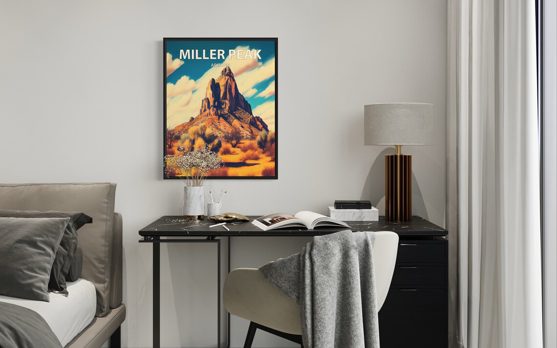 Miller Peak Arizona Desert Rock Pinnacle Saguaro Cactus Travel Poster - Image 2