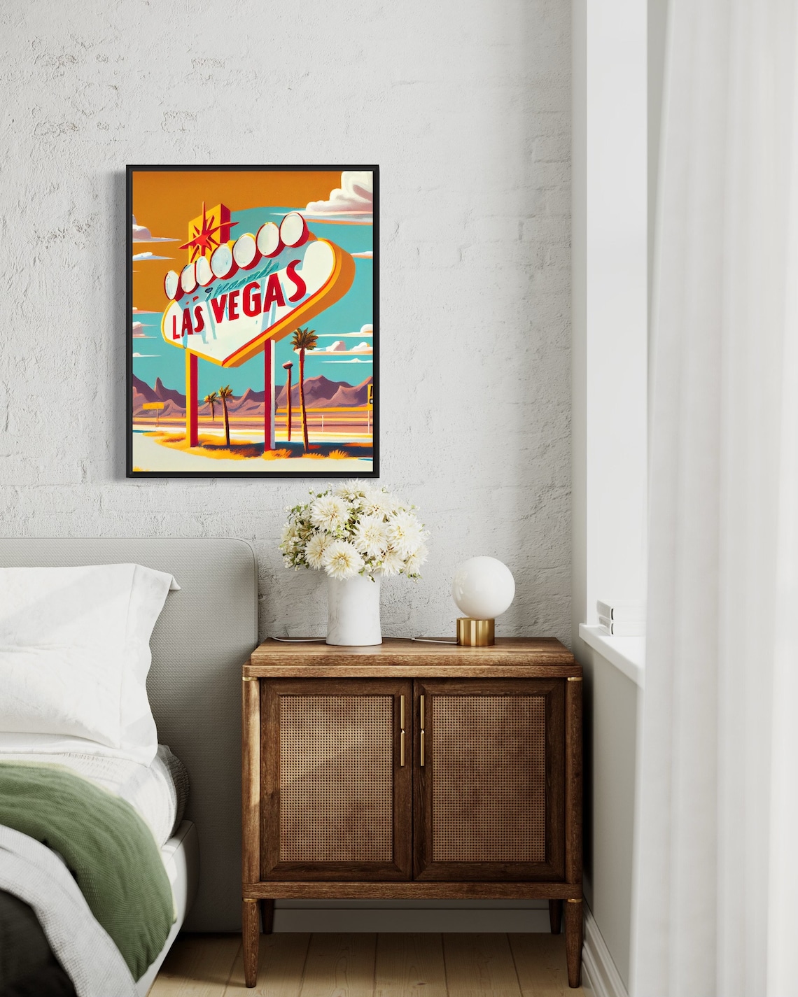 Las Vegas Welcome Sign Sunset Over Desert Nevada Travel Poster - Image 3