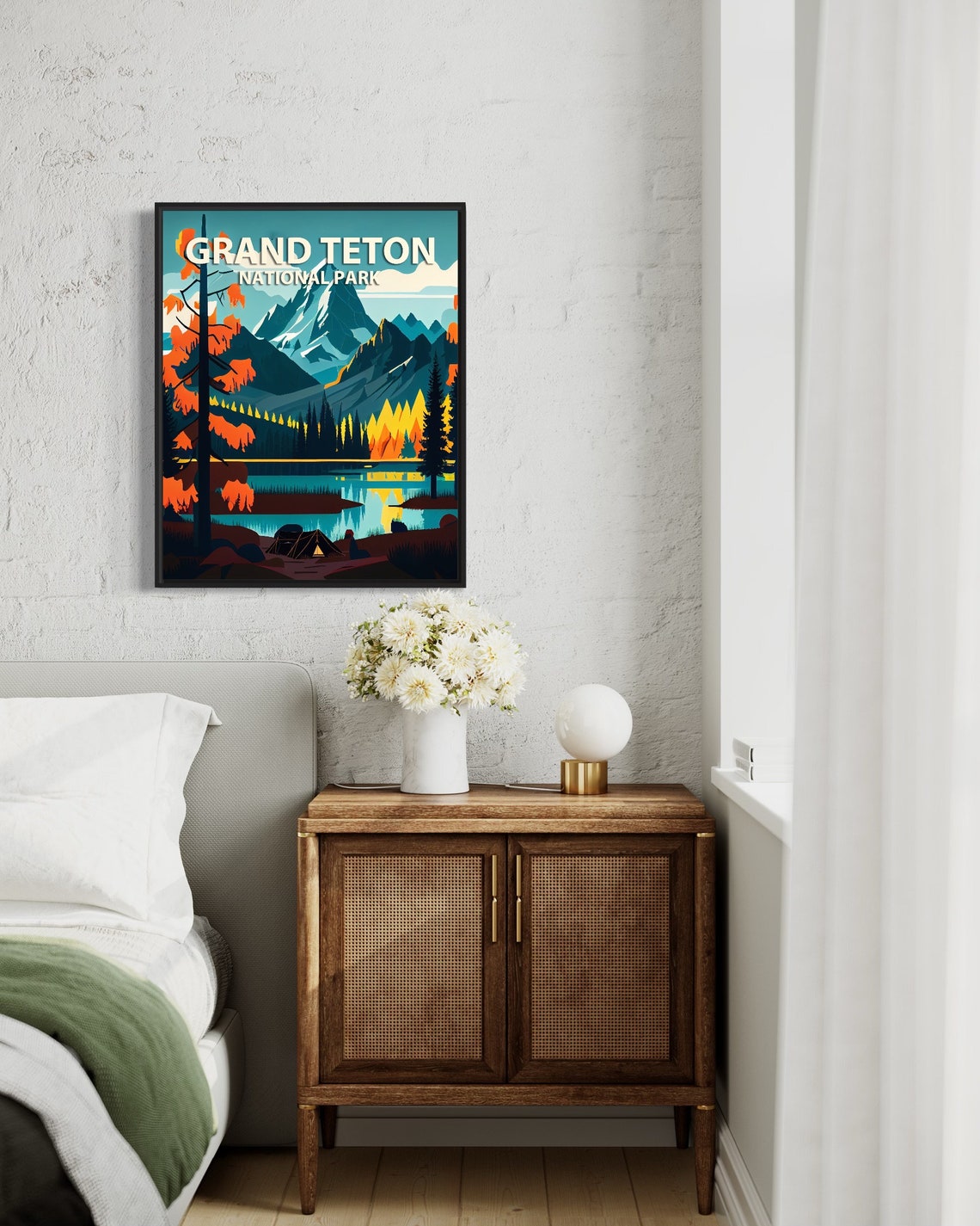 Grand Teton National Park Retro Art Print Grand Teton National Park Illustration Grand Teton National Park Vintage Minimal Design Poster - Image 2