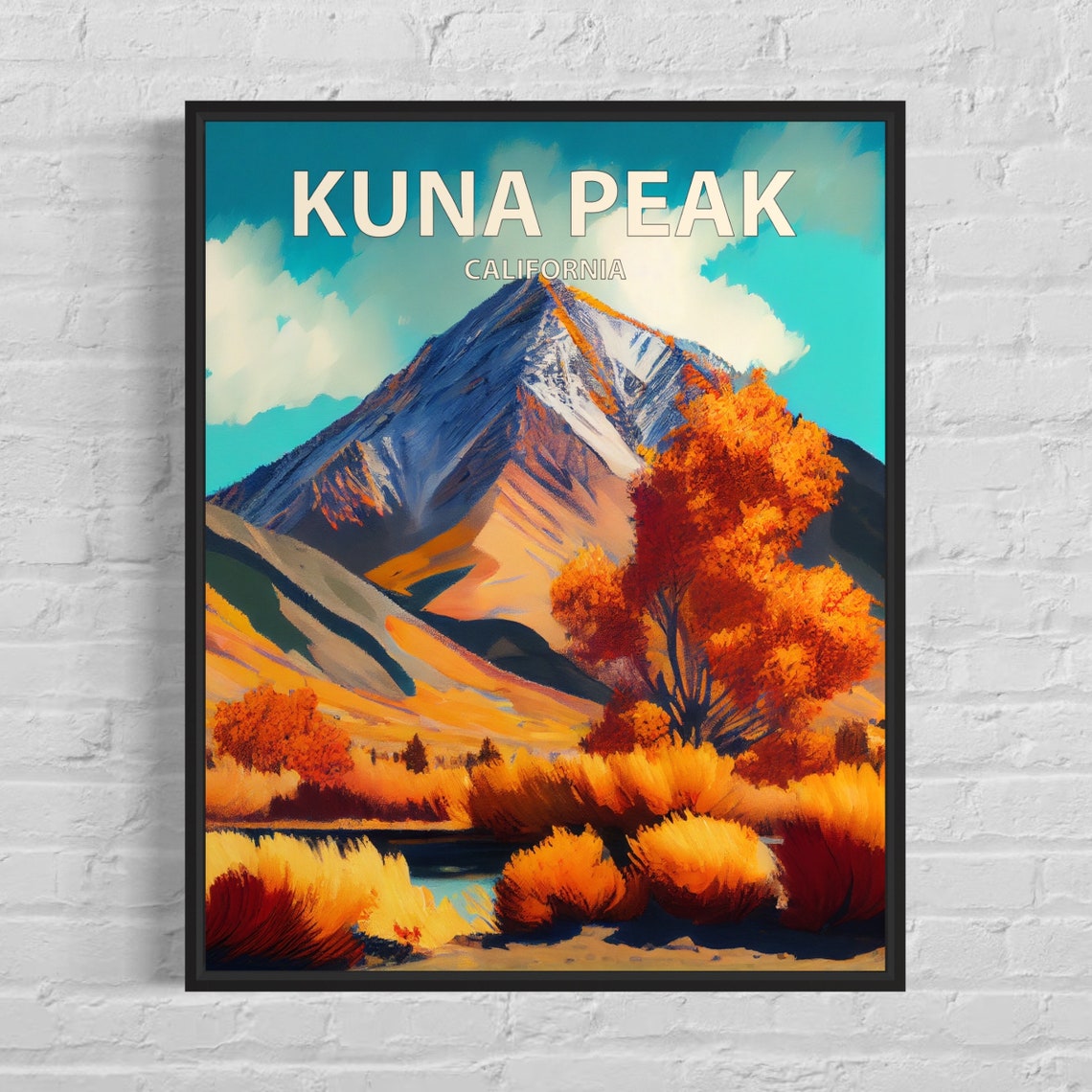 Kuna Peak California Snowy Summit Golden Autumn Trees Poster