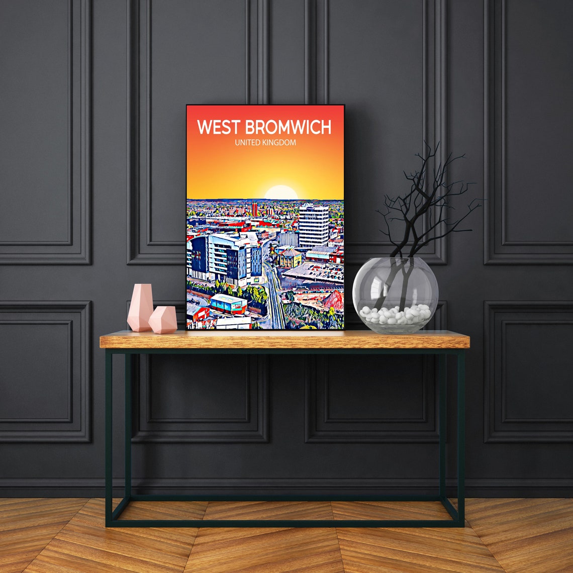 West Bromwich United Kingdom Sunset Skyline Town Centre Poster - Image 3