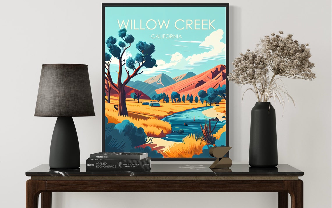 Willow Creek California Desert River Joshua Trees Landscape Poster - Image 3