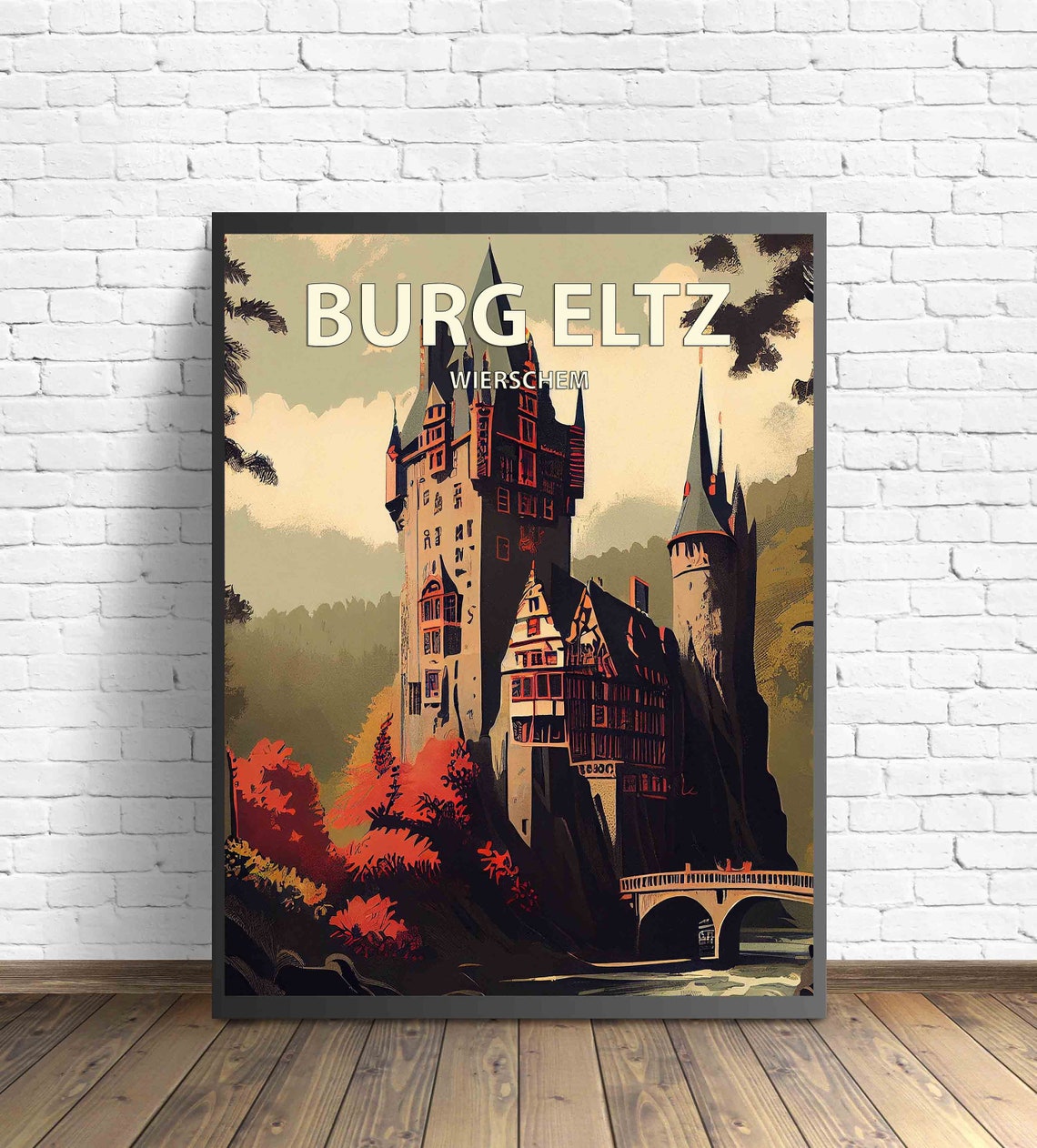 Burg Eltz Castle Wierschem Germany Medieval Forest Vintage Poster