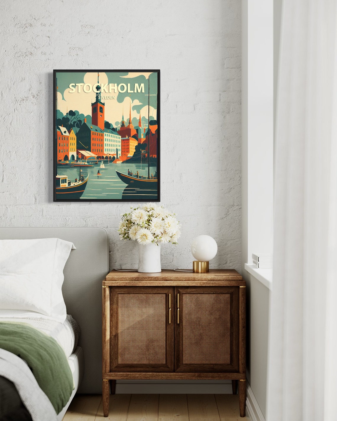 Stockholm Sweden Harbor Sailboats Old Town Retro Coastal Poster - Image 2