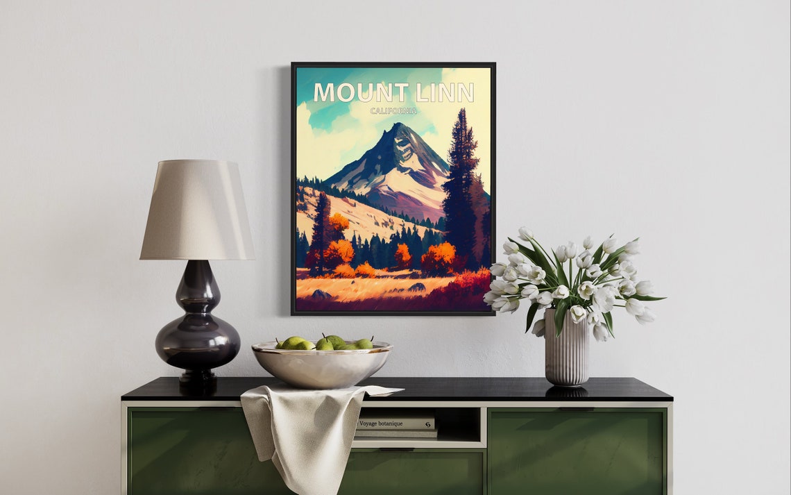 Mount Linn California Conical Peak Evergreen Forest Sunset Poster - Image 3