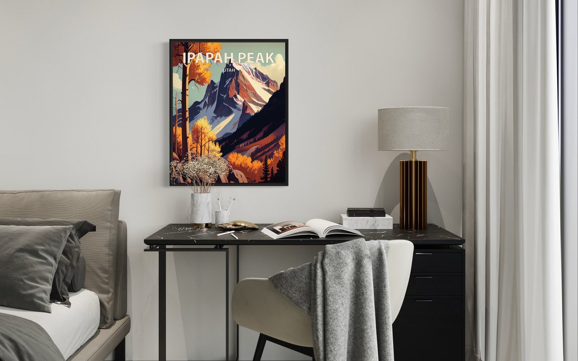 Ipapah Peak Utah Snowy Ridge Golden Aspen Rocks Travel Poster - Image 2
