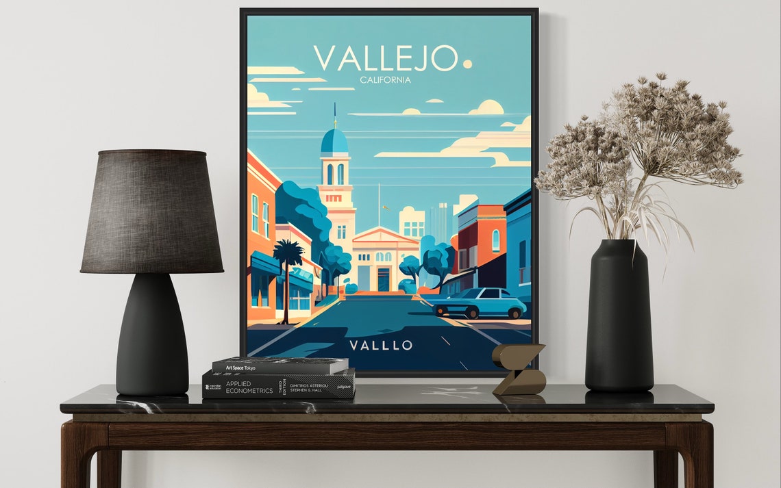 Vallejo California Downtown Domed Tower Retro Travel Poster Artwork - Image 3