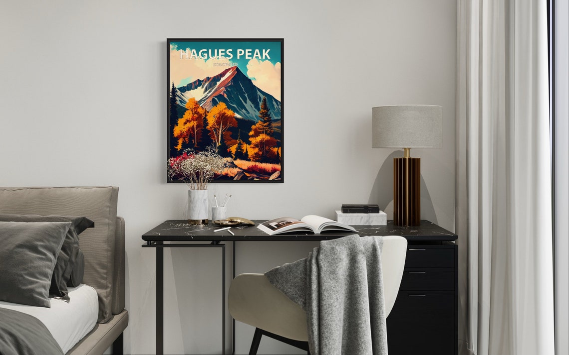 Hagues Peak Colorado Broad Snowy Summit Golden Aspens Poster - Image 2