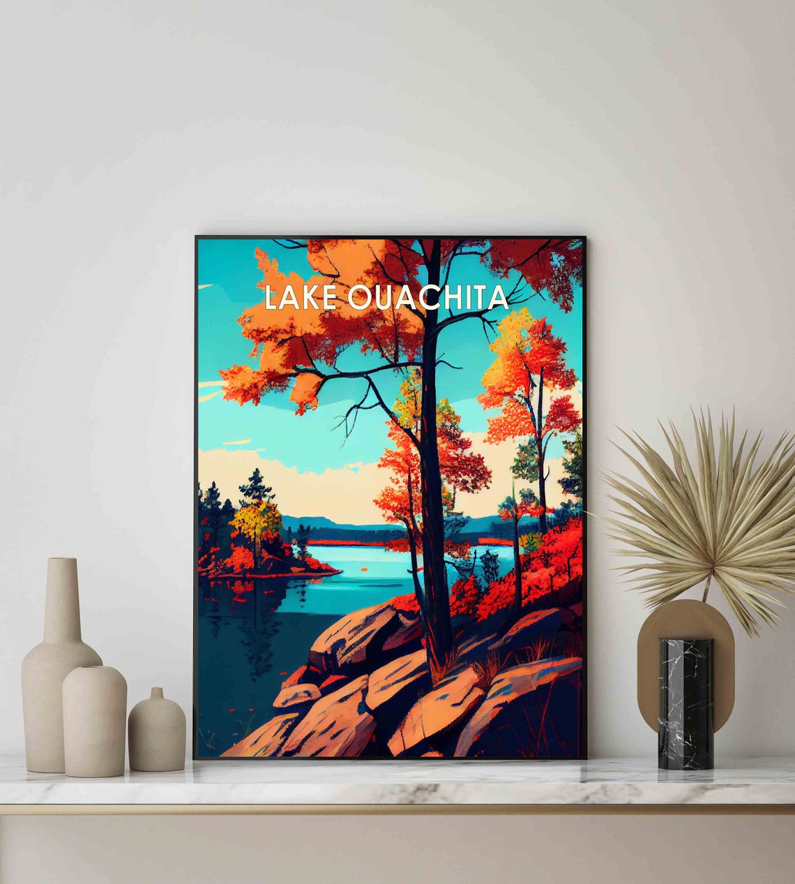 Lake Ouachita Autumn Shoreline Rocky Cove Fall Colors Poster - Image 2