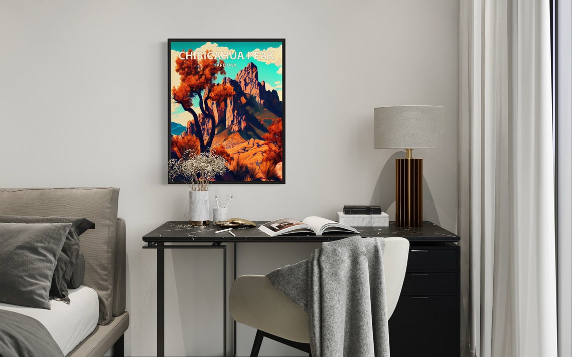 Chiricahua Peak Arizona Red Rock Spires Desert Oak Trees Poster - Image 2